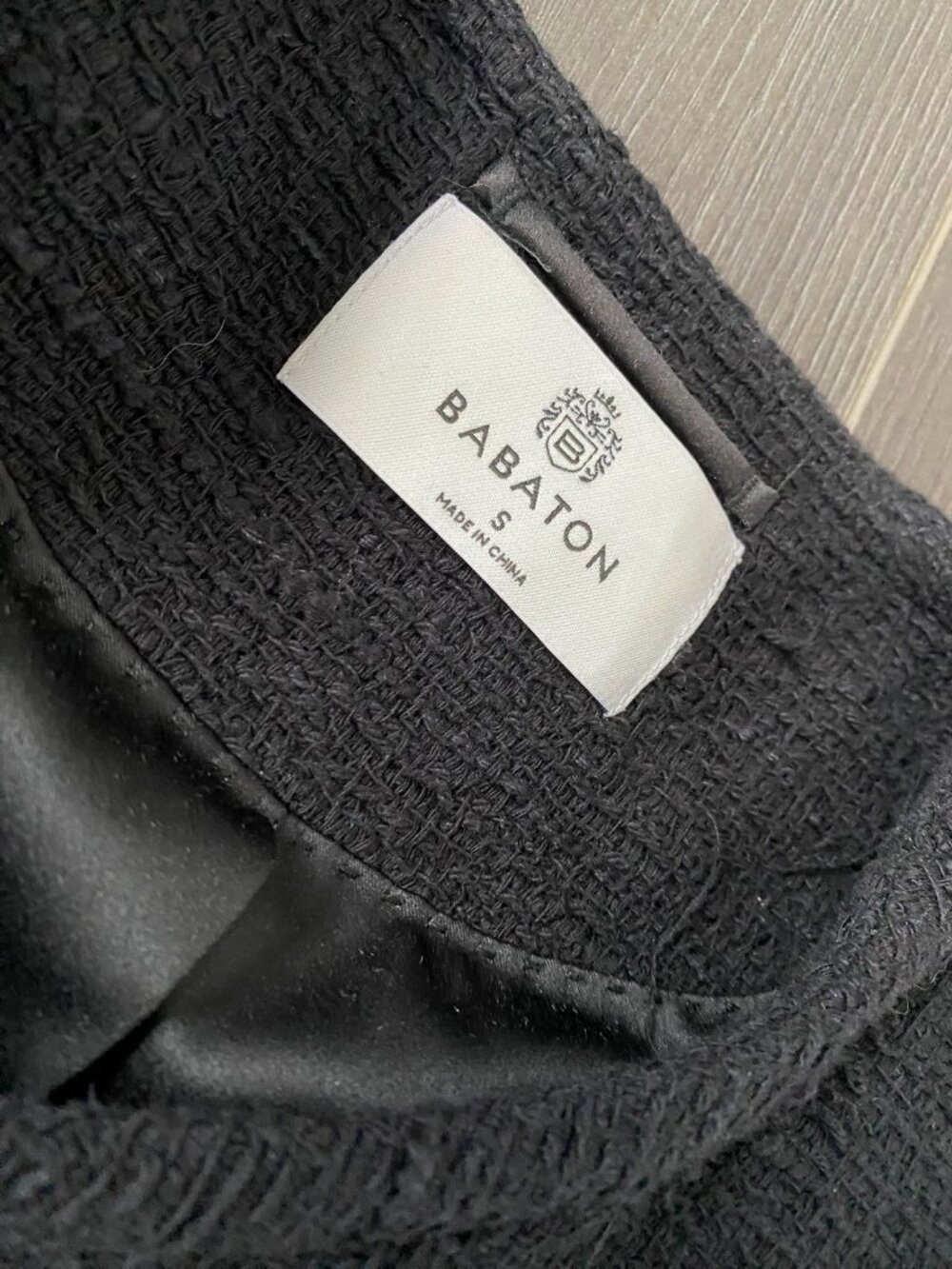 Babaton Black Tweed Cropped Jacket, Size S, Gold Buttons